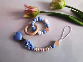 Catenella porta ciuccio + anello dentizione