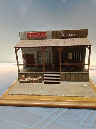 Maqueta de madera, Caseta de Sheriff, western, oeste, 33x22x23 cm