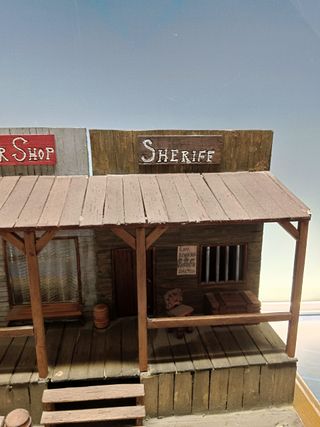 Maqueta de madera, Caseta de Sheriff, western, oeste, 33x22x23 cm