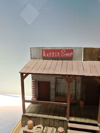 Maqueta de madera, Caseta de Sheriff, western, oeste, 33x22x23 cm