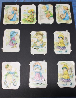 Antiguos cromos Sarah Kay troquelados y en relieve.