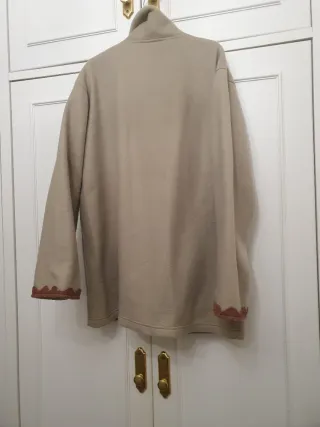 Chaquetón paño beige y marrón