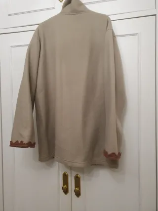 Chaquetón paño beige y marrón