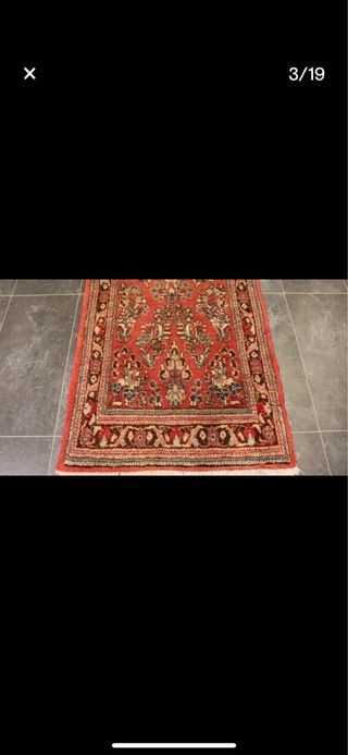 Alfombra Pasillo Persa Lana Marrón Rosa