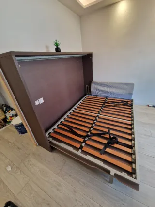 Mueble Cama 135cm Madera y Tela