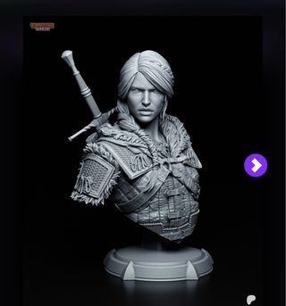 Busto ciri the witcher stampa 3D altezza 25cm
