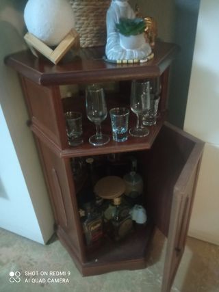Mueble Bar Esquinero Madera Sapelly