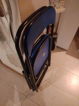 2 Sedie Pieghevoli Ufficio Beige e Blu