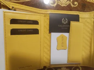 Portafoglio donna Valentini vera pelle giallo