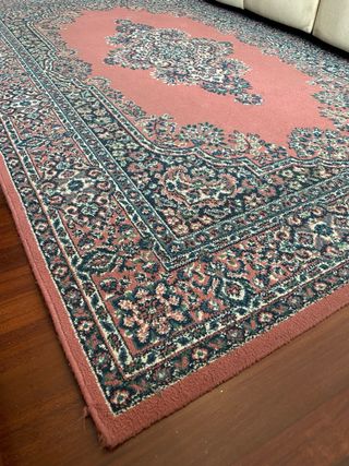 Alfombra salón diseño floral rosa y azul