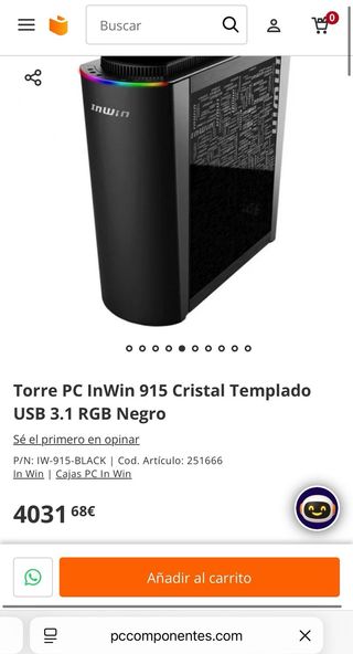 Torre PC InWin 915 Cristal Templado USB 3.1 RGB
