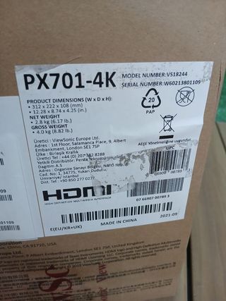 ViewSonic PX701-4K, proyector para Juegos 4K UHD