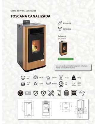 Estufa de pellets Canalizada Nueva ESC67014GRA