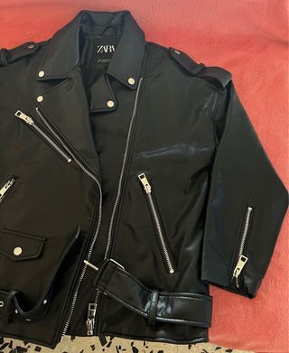 Chaqueta Zara Piel Negra Talla M