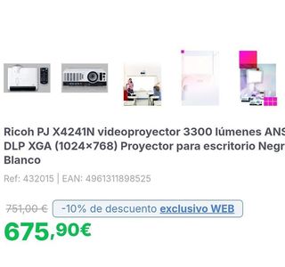 Proyector Ricoh PJ X4241N 3300 lúmenes