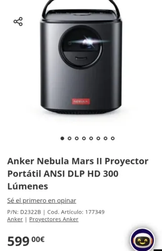 Proyector portátil Anker Nebula Mars II HD 720p