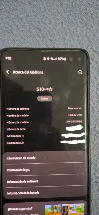 Samsung Galaxy S10+ Plus 128GB Negro