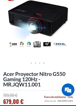 Acer Proyector Nitro G550 DLP 120HZ