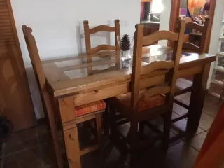 Mesa Comedor Mexicana Madera con 4 sillas