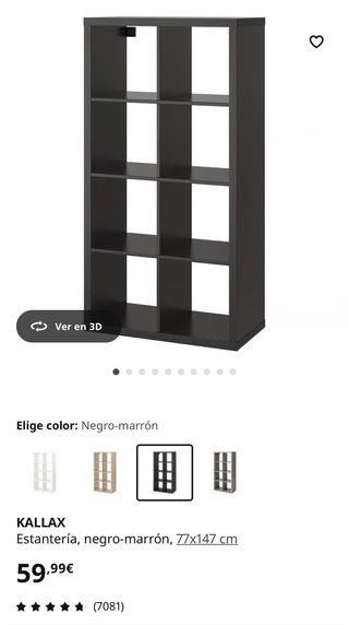 Estantería KALLAX IKEA Negro-marrón 77x147 cm