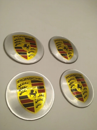 4 CHAPAS de centro de llantas PORSCHE 65MM plata