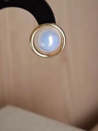Pendientes aro y Perla Blanca nacarada , Zamak Oro