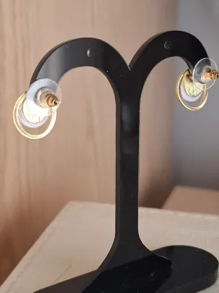 Pendientes aro y Perla Blanca nacarada , Zamak Oro