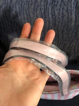 Borsa Victoria's Secret a righe rosa e bianche