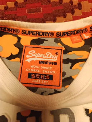 Camiseta Superdry Talla L Hombre Blanca