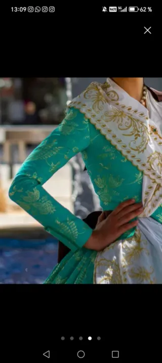 Traje Fallera Brocado Verde Menta