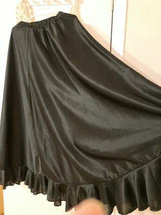 Falda negra larga con volante, flamenco/ disfraz