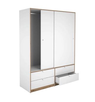 Armario Ropero Blanco 2 Puertas 4 Cajones