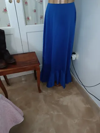 Bata flamenca elástica azul pavo