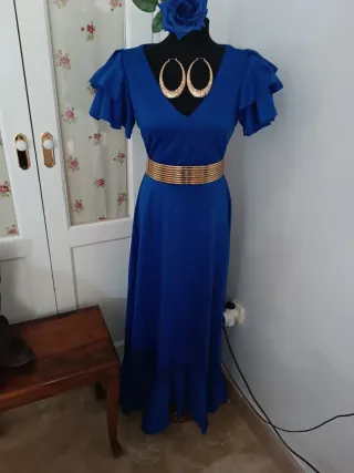 Bata flamenca elástica azul pavo