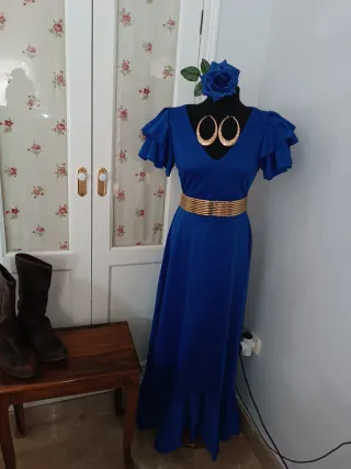 Bata flamenca elástica azul pavo