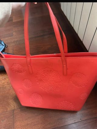 Borsa Desigual rossa con stampa floreale