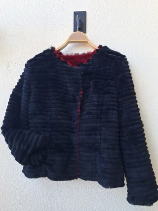 Chaqueta Piel Reversible Negra y Roja