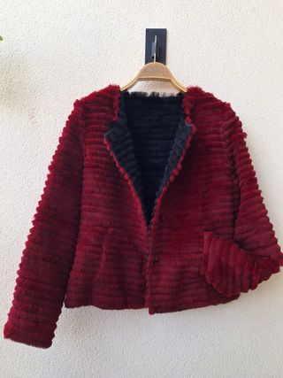 Chaqueta Piel Reversible Negra y Roja