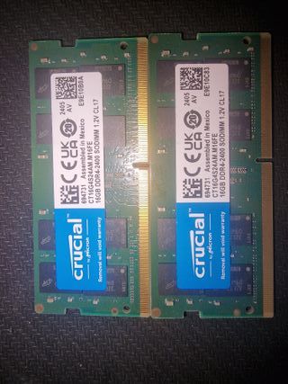 32GB en 2x16GB Crucial SODIMM DDR4 RAM