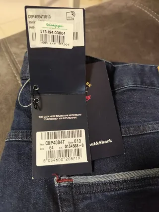 Pantalones Vaqueros Paul & Shark Talla 64/48 Nuevo