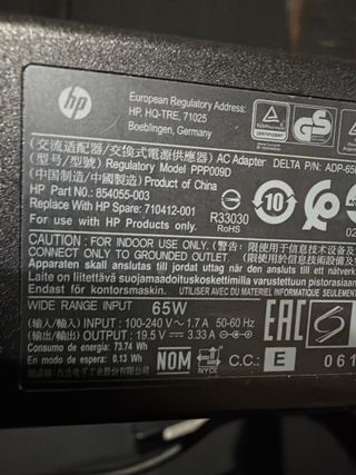 Cargador HP PPP009D 65W 19.5V
