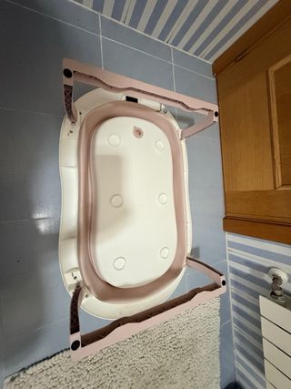 Bañera Plegable Bebé Rosa y Blanca