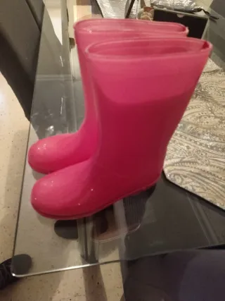 Botas de agua rosas con purpurina