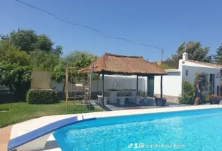 Sombrillas y pérgolas de mimbre cañizo