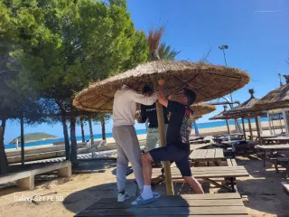 Sombrillas y pérgolas de mimbre cañizo