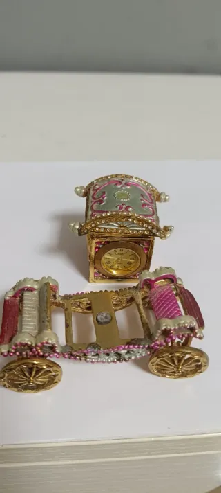 Caja Reloj Camey Vintage Dorado y Rosa