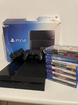PS4 (PlayStation 4) Negra + 3 Mandos + 13 juegos