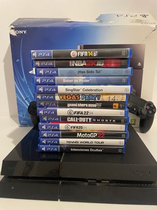 PS4 (PlayStation 4) Negra + 3 Mandos + 13 juegos