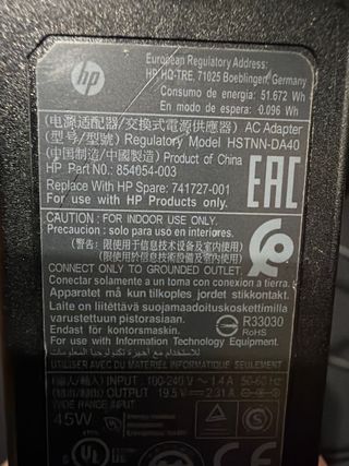 Cargador HP HSTNN-DA40 45W