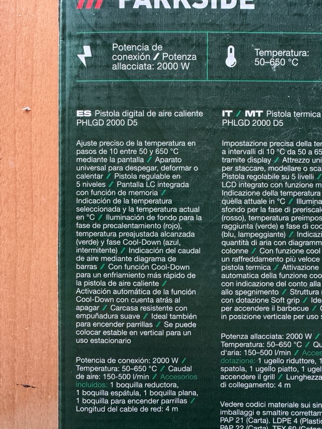 OFERTA ENVÍO GRATIS PIstola Aire Caliente PARKSIDE